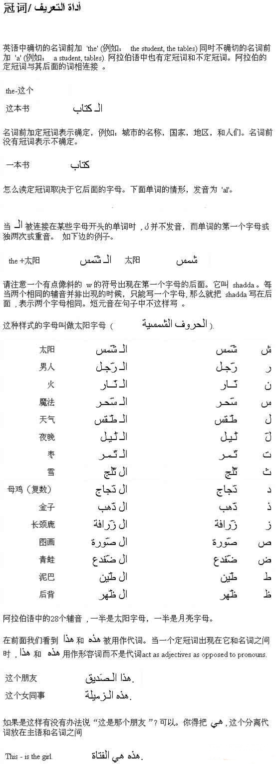 阿拉伯語初級(jí)語法學(xué)習(xí):冠詞